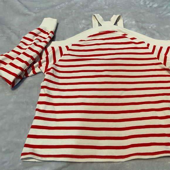 Zara Cut Out Shoulders Striped Long Sleeve Top Size - Small - Picture 4 of 7